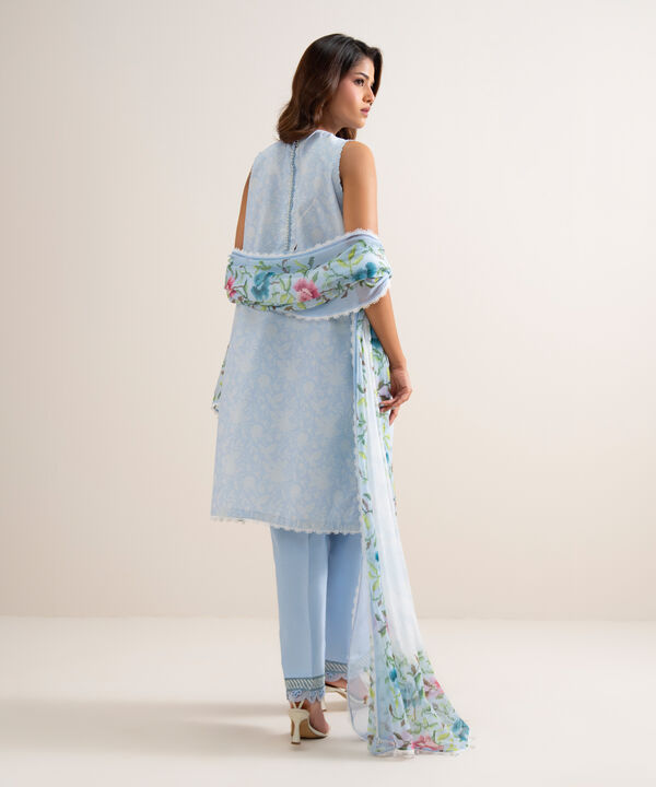 3 Piece - Embroidered Zari Cotton Suit