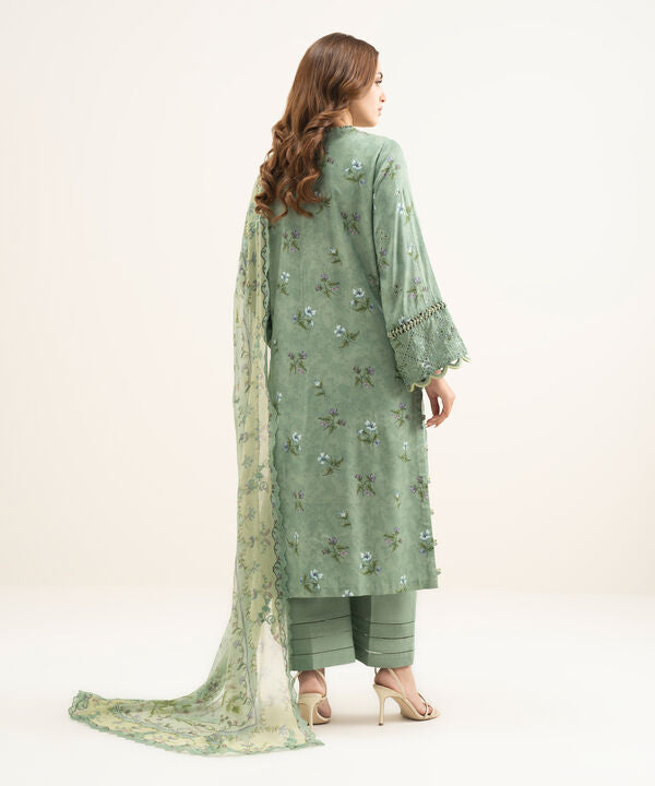 3 Piece - Embroidered Satin Suit