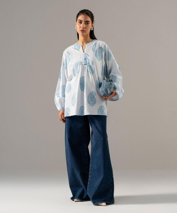 Block Printed Lawn Shirt