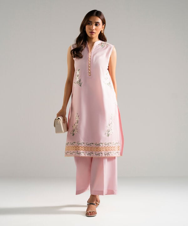2 Piece - Embroidered Cambric Suit