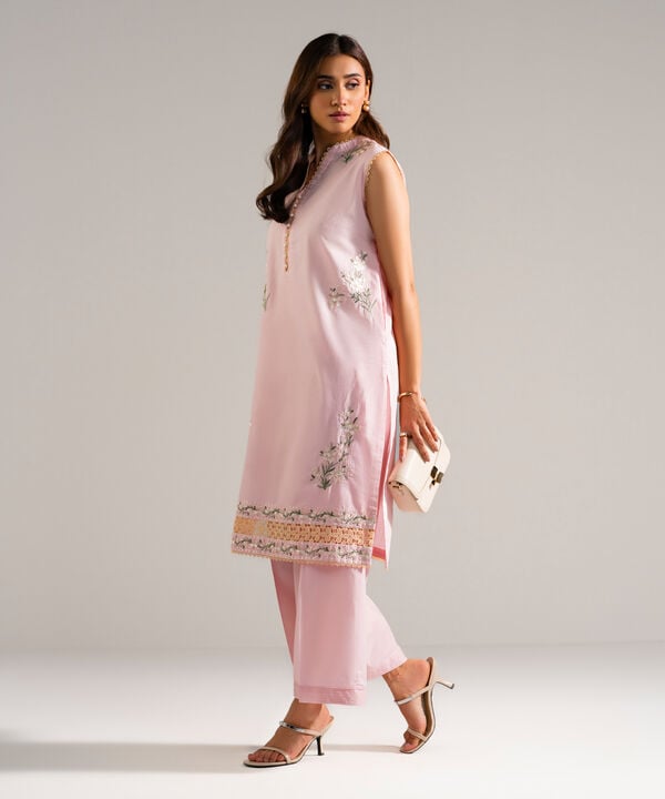 2 Piece - Embroidered Cambric Suit