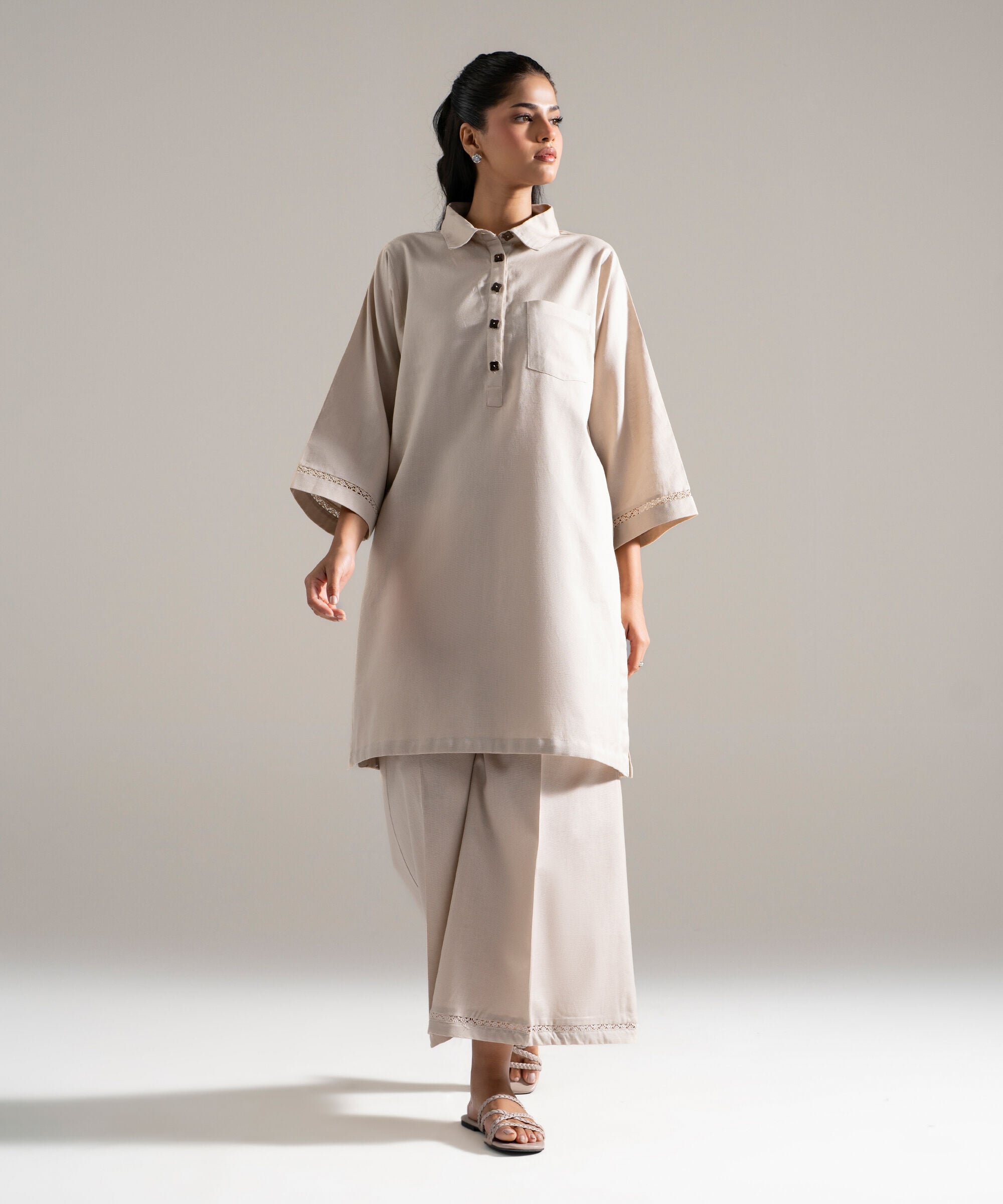 2 Piece - Solid Cotton Linen Suit PEW26CAWMV92