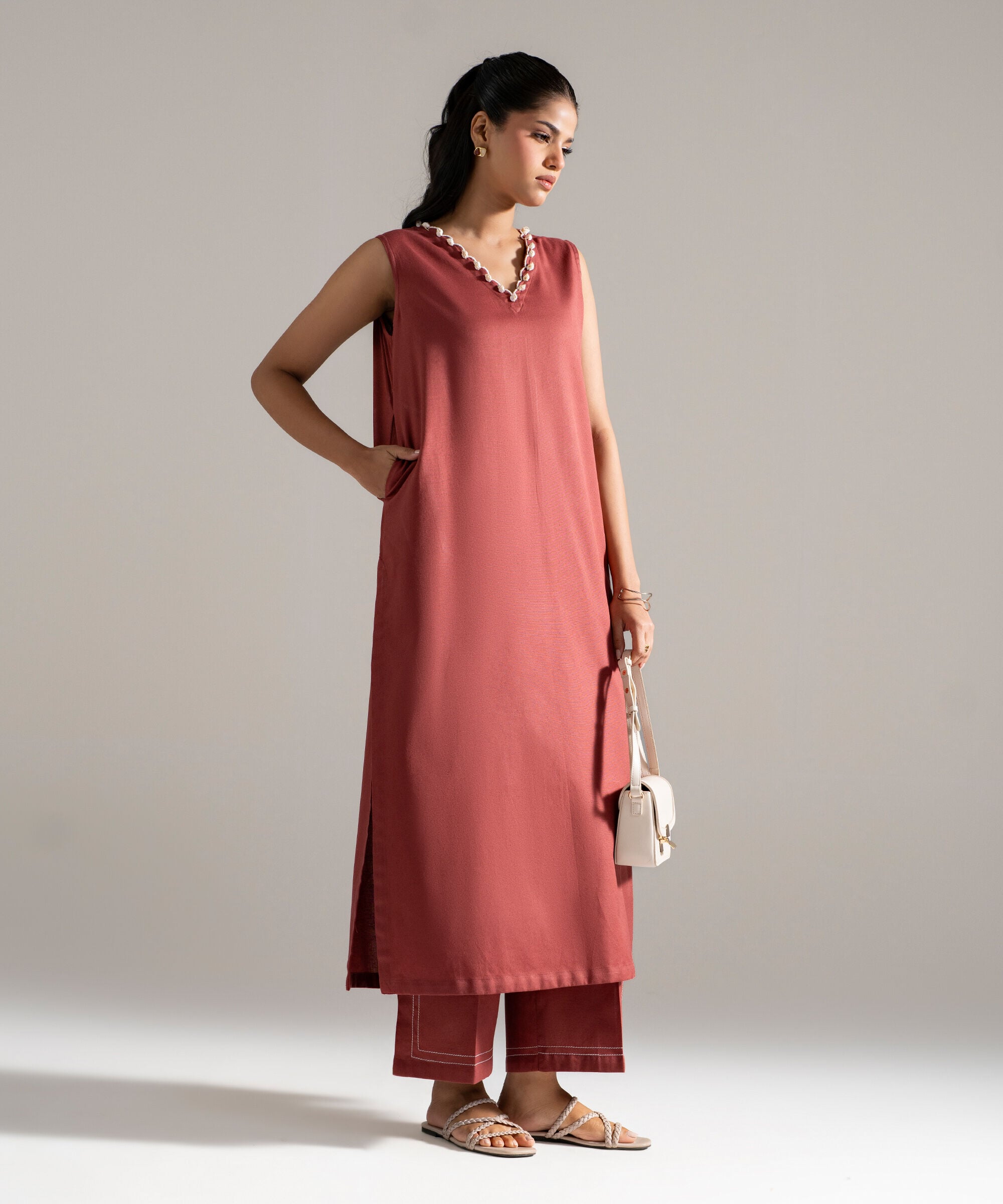 2 Piece - Solid Cotton Linen Suit PEW26CAWMV97