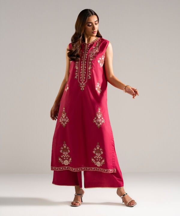 2 Piece - Embroidered Cambric Suit