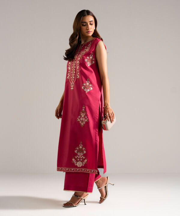 2 Piece - Embroidered Cambric Suit