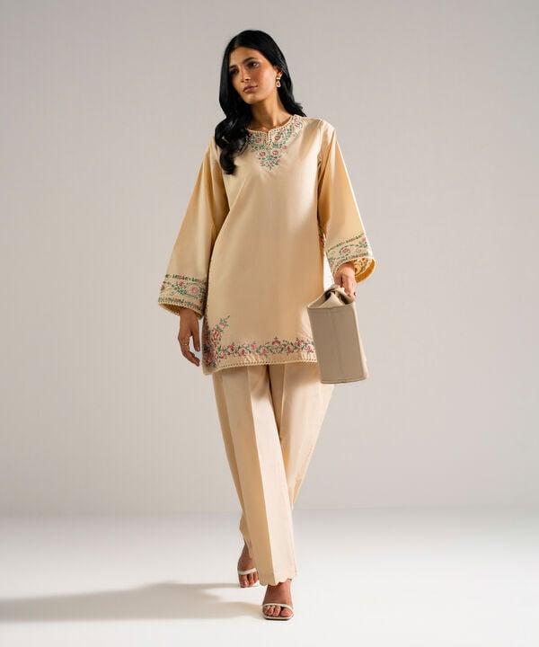 2 Piece - Embroidered Cambric Suit