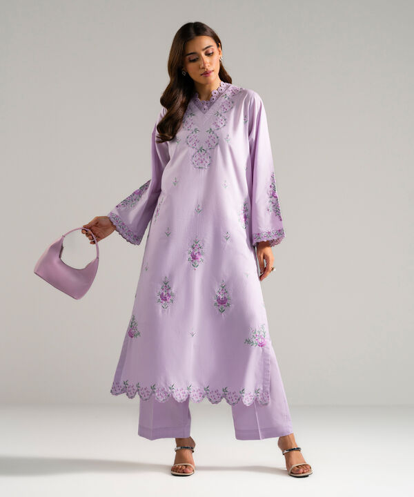 2 Piece - Embroidered Cambric Suit