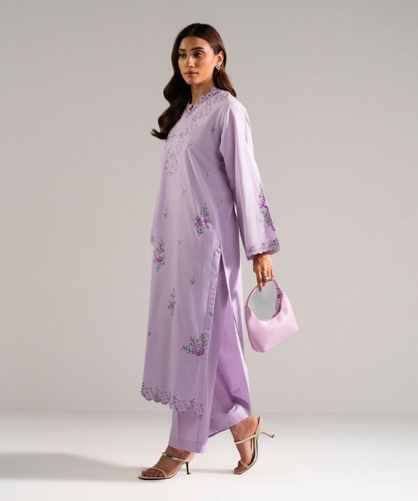 2 Piece - Embroidered Cambric Suit