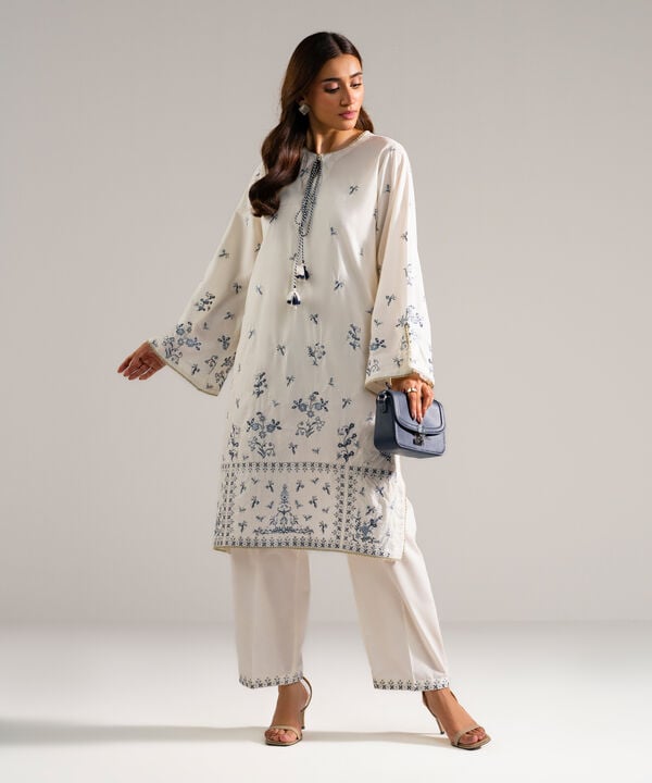 2 Piece - Embroidered Cambric Suit