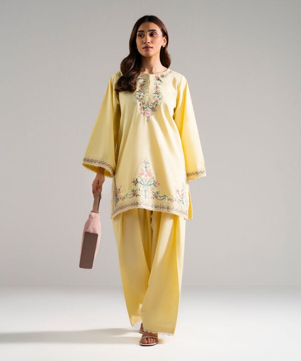 2 Piece - Embroidered Cambric Suit