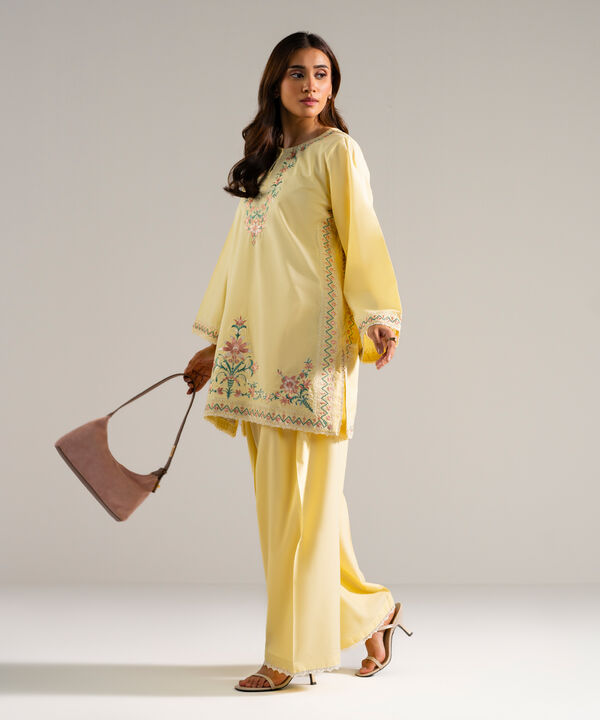 2 Piece - Embroidered Cambric Suit