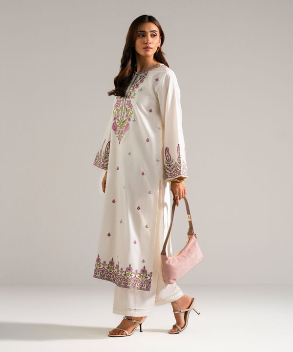 2 Piece - Embroidered Cambric Suit