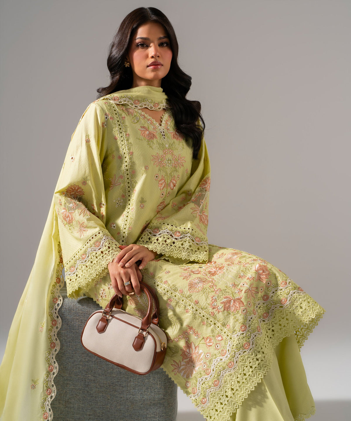 3 Piece - Embroidered Dobby Suit PEW26HMV1013