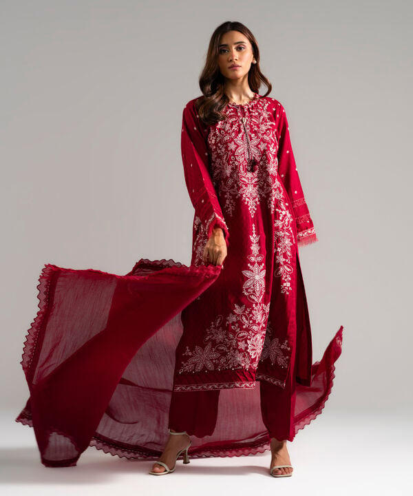 3 Piece - Embroidered Viscose Suit