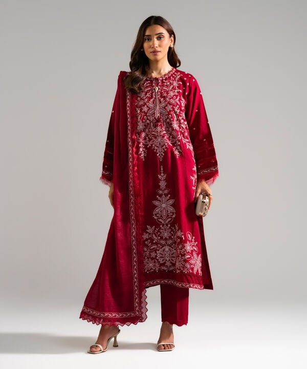 3 Piece - Embroidered Viscose Suit