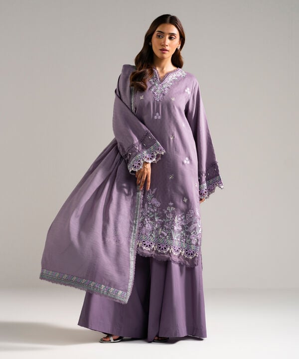 3 Piece - Embroidered Viscose Suit