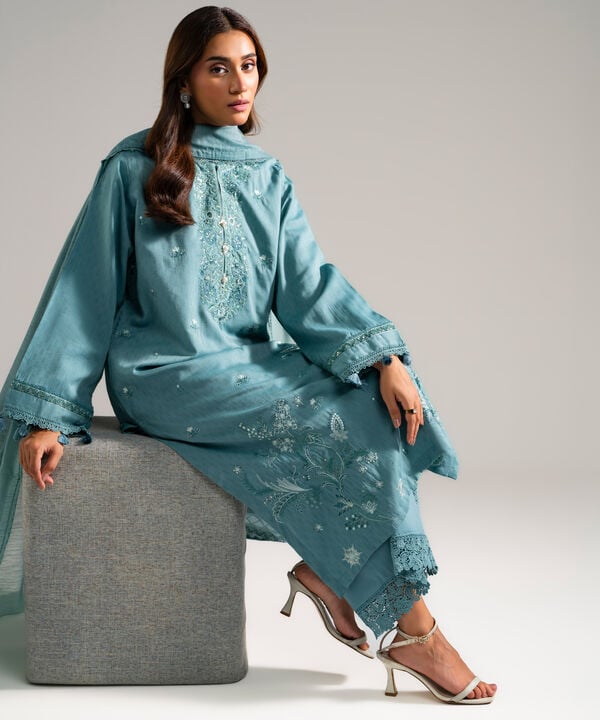 3 Piece - Embroidered Viscose Suit