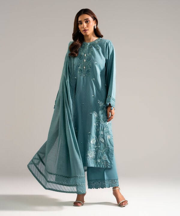 3 Piece - Embroidered Viscose Suit