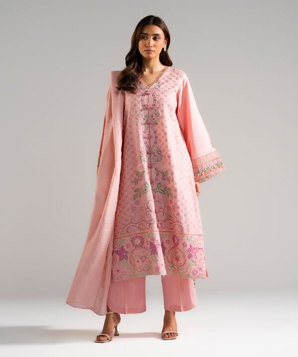 3 Piece - Embroidered Viscose Suit