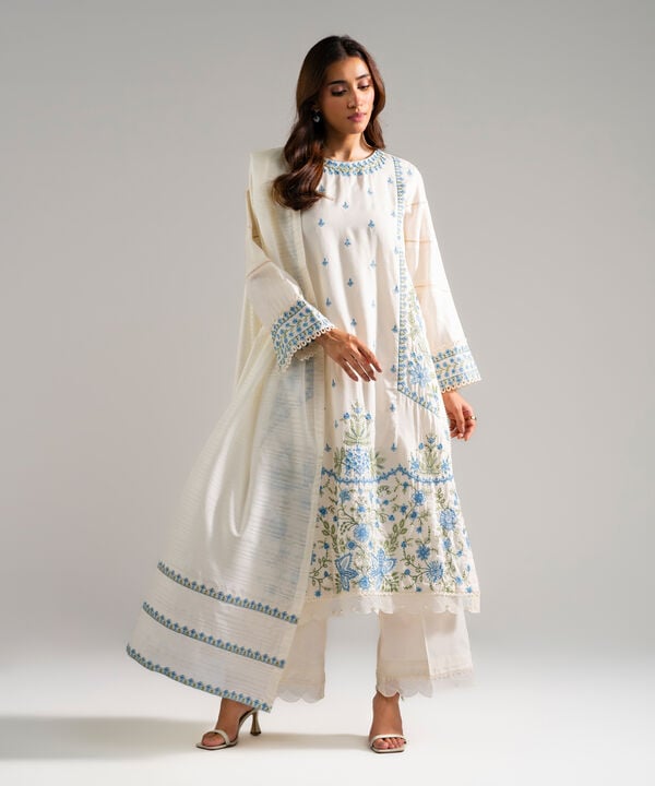 3 Piece - Embroidered Viscose Suit