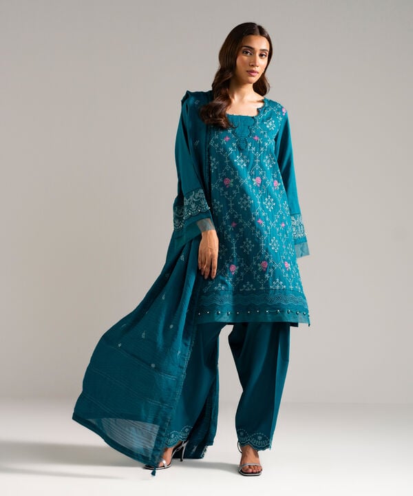 3 Piece - Embroidered Viscose Suit