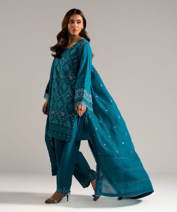 3 Piece - Embroidered Viscose Suit