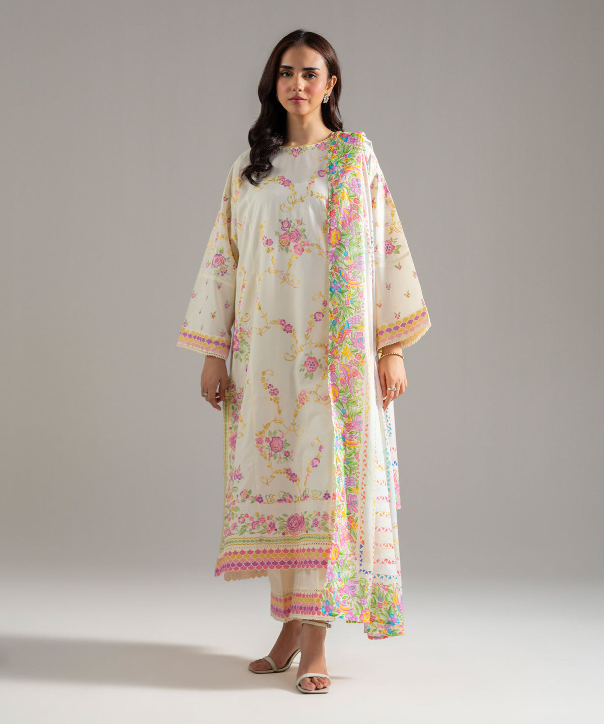 3 Piece - Embroidered Cambric Suit PEW26STV1016