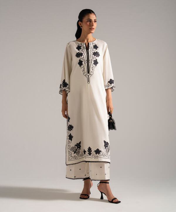 2 Piece - Embroidered Dobby Suit