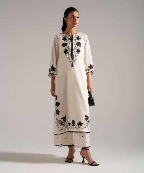 2 Piece - Embroidered Dobby Suit
