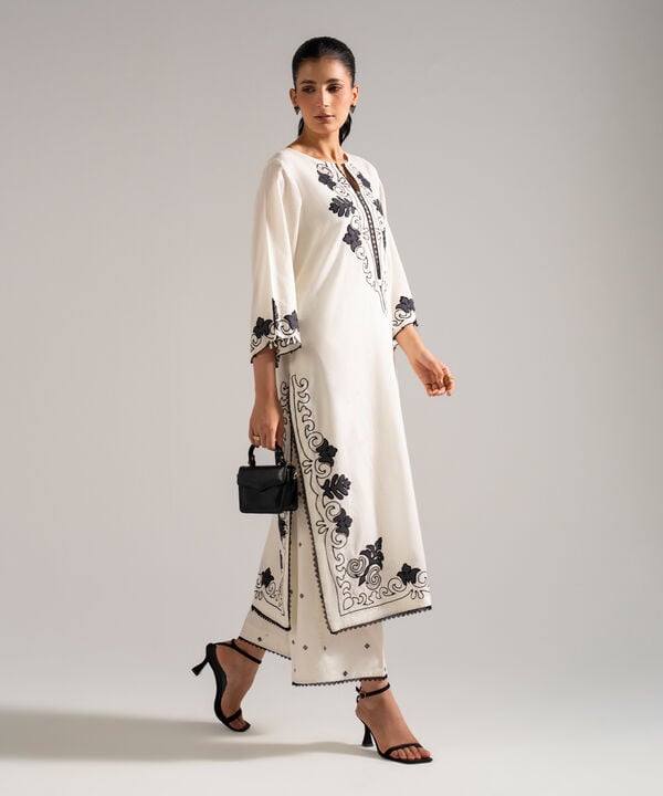 2 Piece - Embroidered Dobby Suit