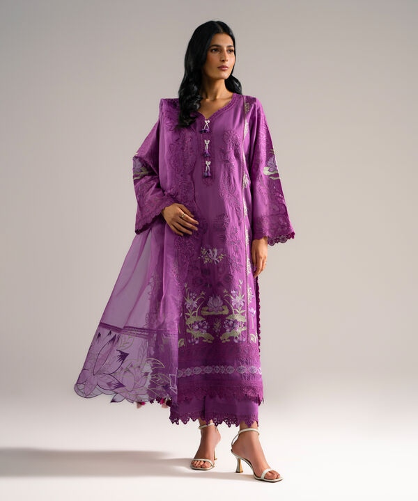 3 Piece - Embroidered Crosshatch Suit