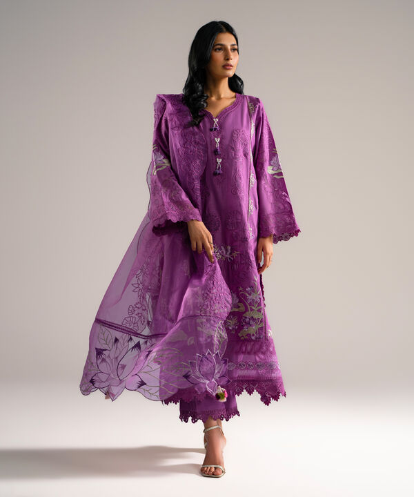 3 Piece - Embroidered Crosshatch Suit