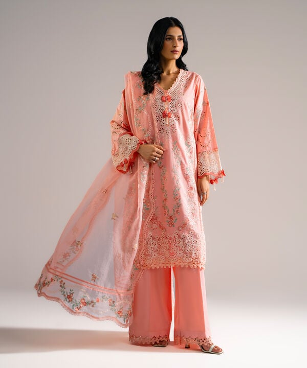 3 Piece - Embroidered Crosshatch Suit