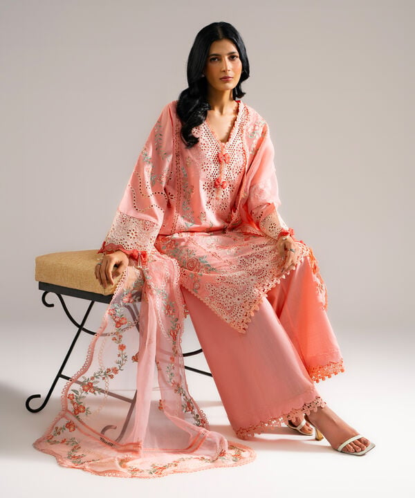 3 Piece - Embroidered Crosshatch Suit