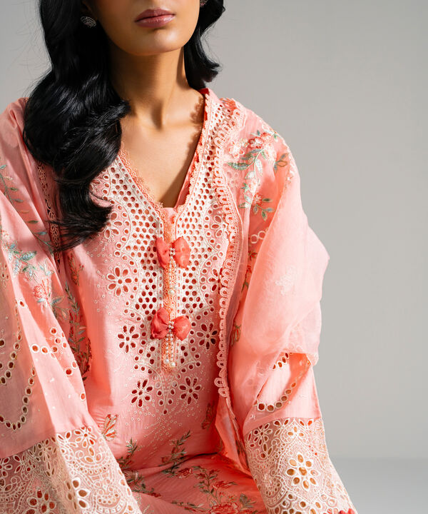 3 Piece - Embroidered Crosshatch Suit