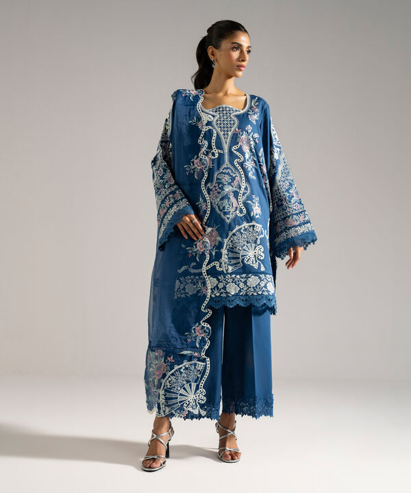 3 Piece - Embroidered Crosshatch Suit