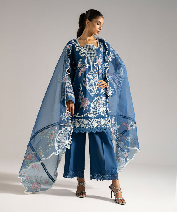 3 Piece - Embroidered Crosshatch Suit