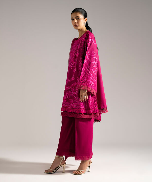 3 Piece - Embroidered Crosshatch Suit