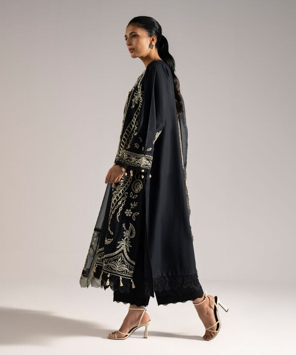 3 Piece - Embroidered Crosshatch Suit