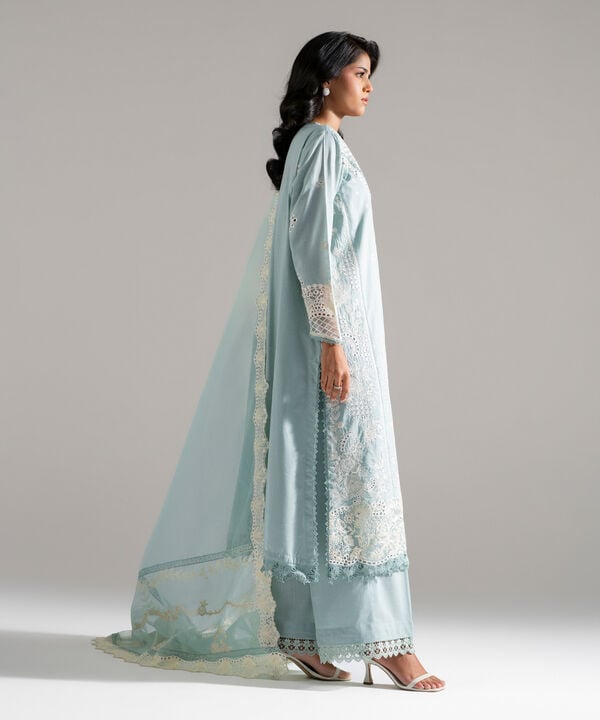 3 Piece - Embroidered Crosshatch Suit