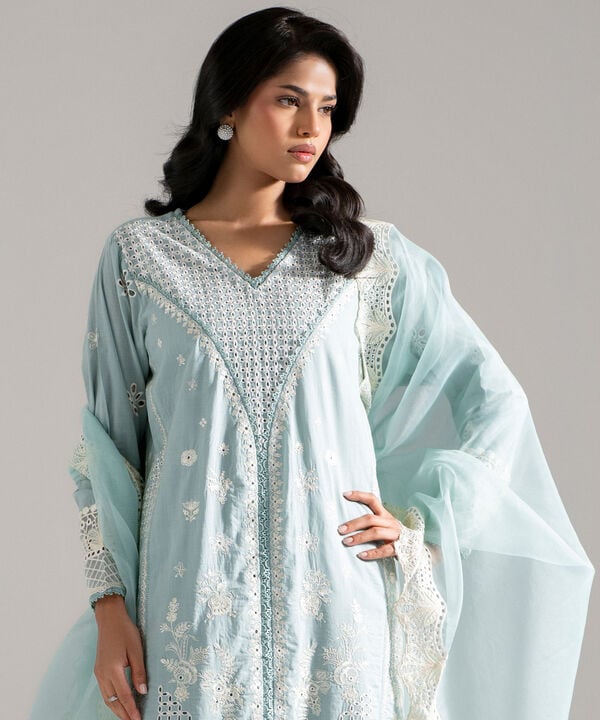 3 Piece - Embroidered Crosshatch Suit