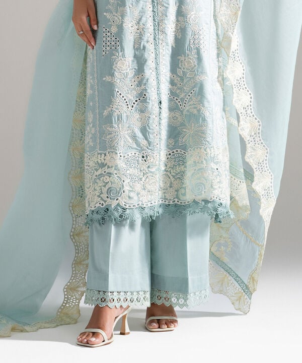 3 Piece - Embroidered Crosshatch Suit