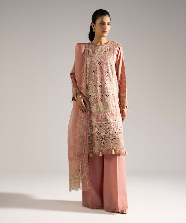 3 Piece - Embroidered Crosshatch Suit