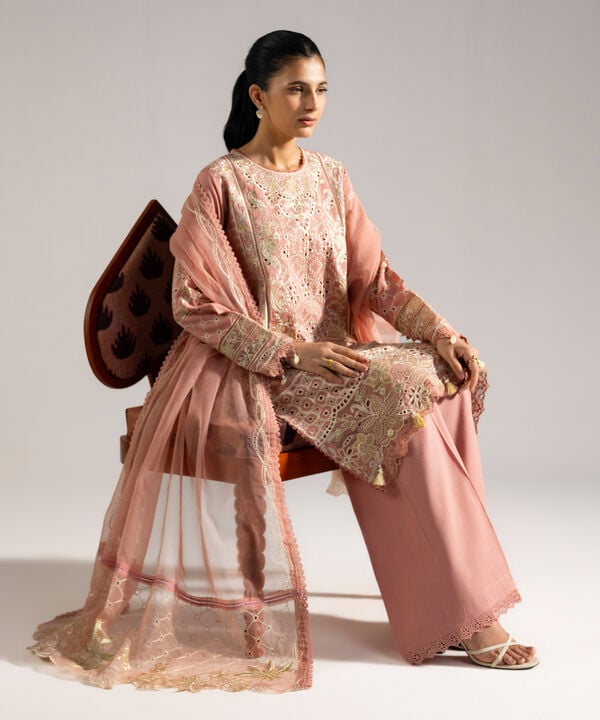 3 Piece - Embroidered Crosshatch Suit