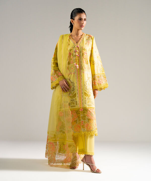 3 Piece - Embroidered Crosshatch Suit