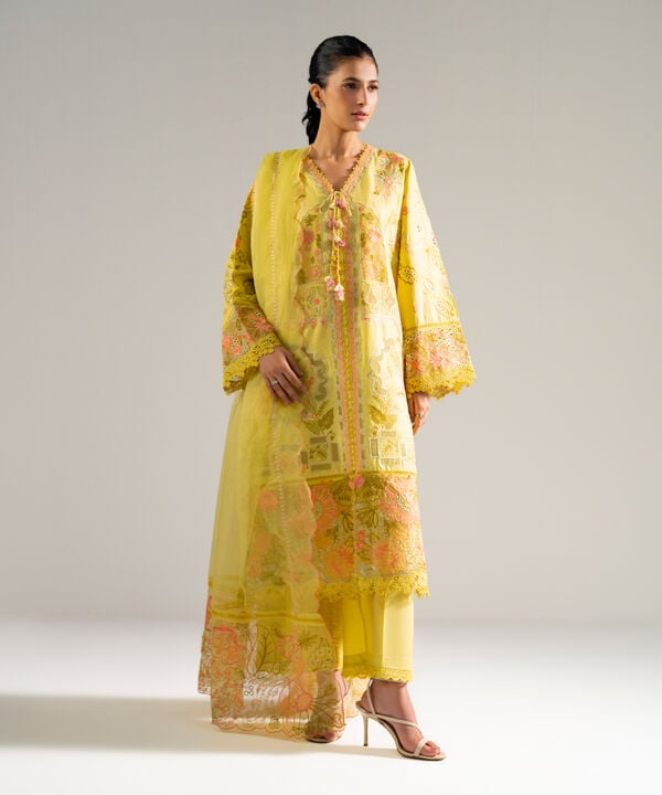 3 Piece - Embroidered Crosshatch Suit