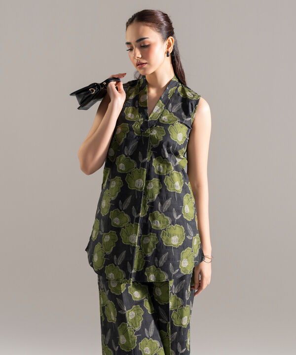 2 Piece - Printed Seersucker Suit