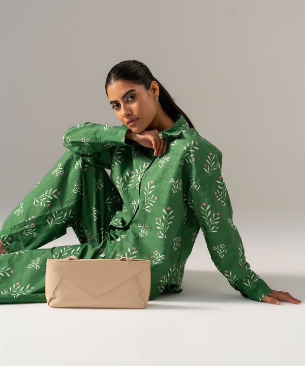 2 Piece - Printed Seersucker Suit