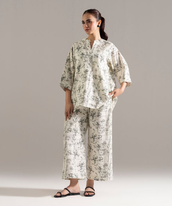 2 Piece - Printed Seersucker Suit