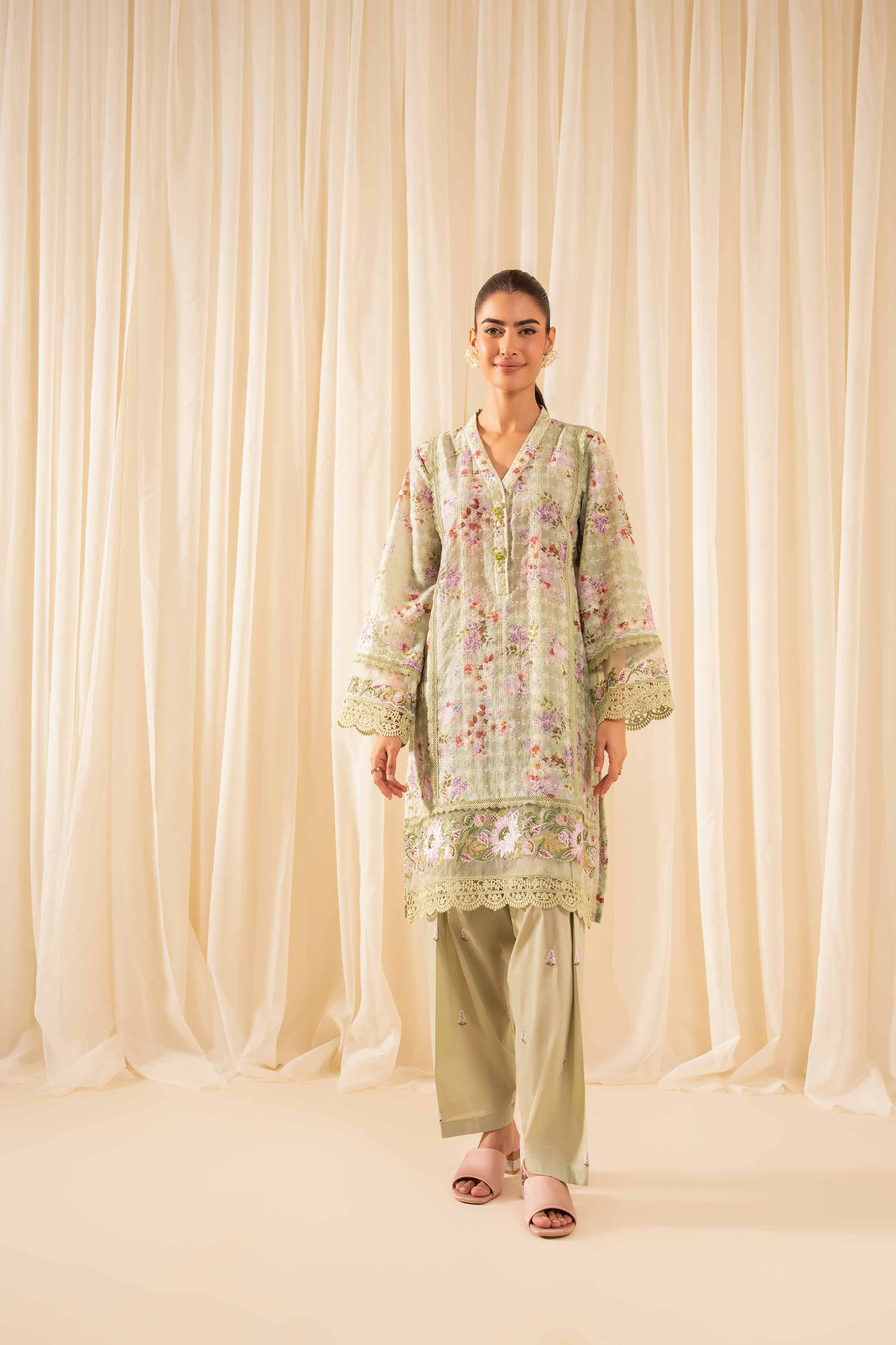 2 Piece - Printed Embroidered Suit - PFE25-34